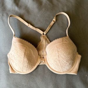 Body by Victoria Racerback Demi, nude with lace, size 34DD